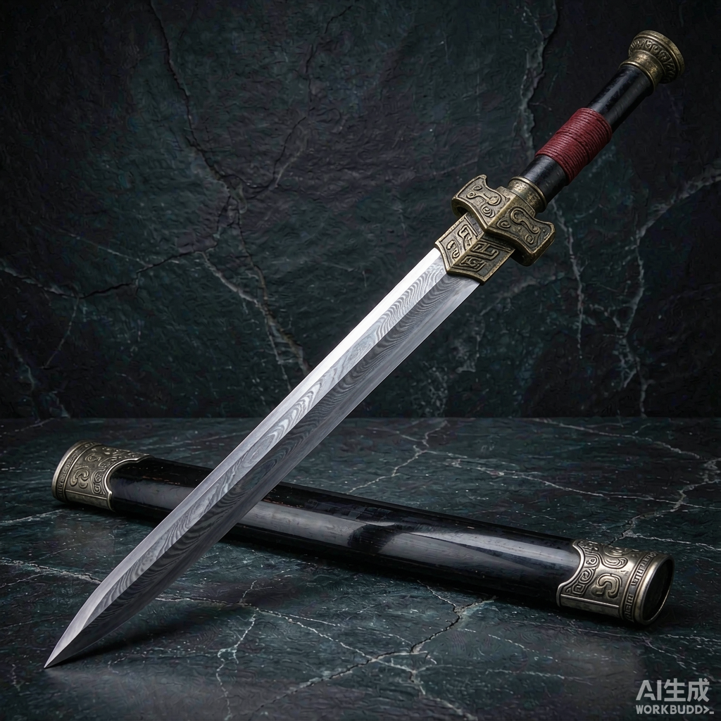 Han dynasty style straight sword with bronze fittings